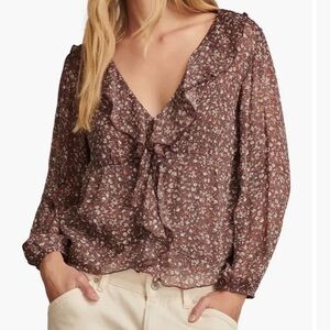 NWT Lucky Brand Womens XL Rose Small Floral Print Woven Blouse Top Shirt ditsy